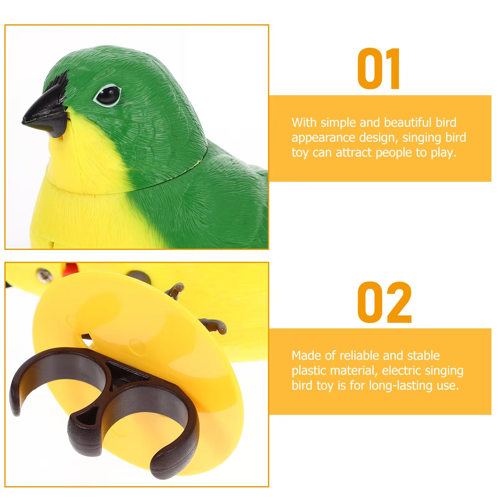 Plastic Voice Activated Singing Bird Toy Electronic Plaything Bird Figurine Decor Stimulation Electric Bird Toys Funny