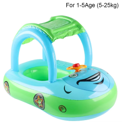 Baby Car Shape Toddler Pool Float Children's Inflatable Swim Ring with Sunshade Swimming Pool Toy for Kids Summer Water Fun