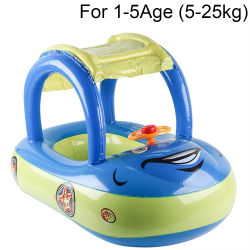 Baby Car Shape Toddler Pool Float Children's Inflatable Swim Ring with Sunshade Swimming Pool Toy for Kids Summer Water Fun