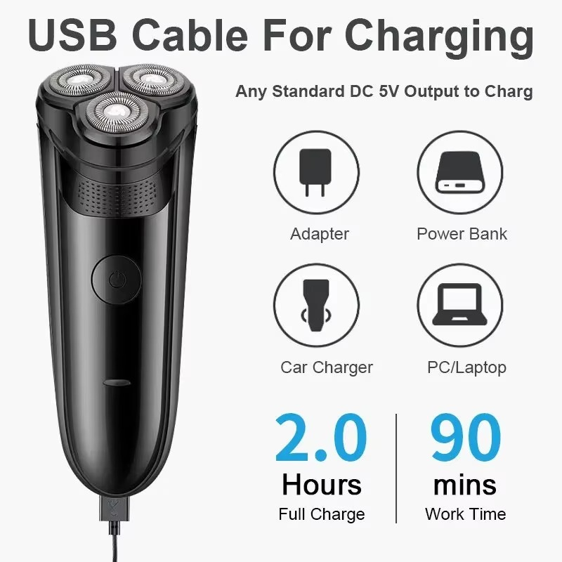 Rechargeable Electric Razor for Men - Waterproof Wet/Dry Shaver with Cordless Design for Smooth and Comfortable Shaving