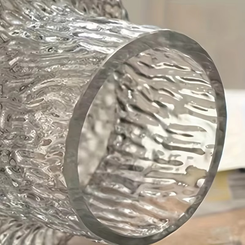 Nordic Vintage-Style Textured Glass Vase for Wide-Mouth Flower Arrangements, Perfect for Home And Table Decoration