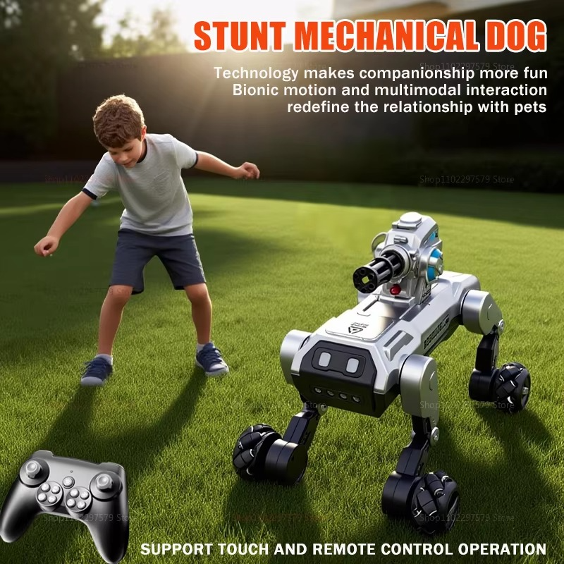 2025 New 2.4G Remote Control Robot Dog with Singing Dancing Follow Mode 360° Rotating launching Cannon Puppy Toys Gifts For Kid