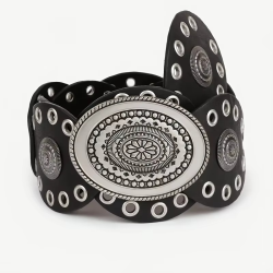 1pc Vintage Style Women'S Faux PU Belt with Oval Rivet Buckle