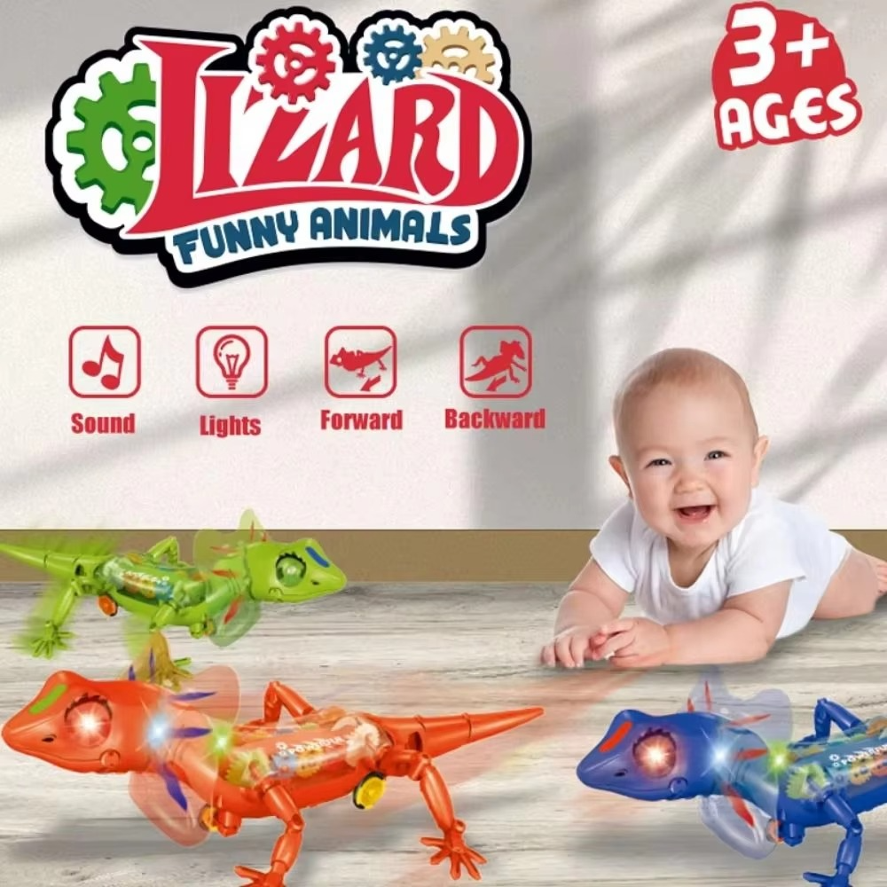 Robotic Model Electronic Pets Lizard Sounds Lights Transparent Lizard Walking Electronic Lizard Anime