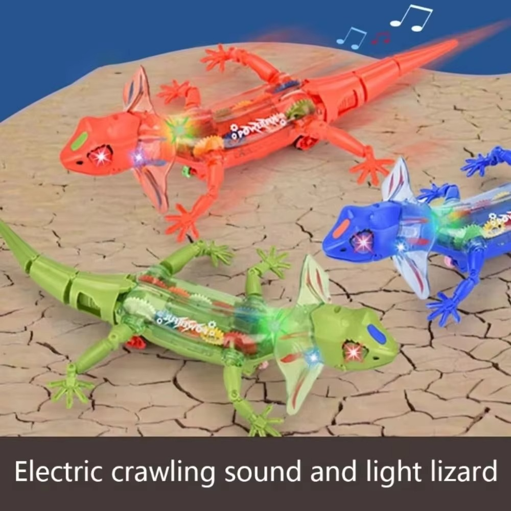 Robotic Model Electronic Pets Lizard Sounds Lights Transparent Lizard Walking Electronic Lizard Anime