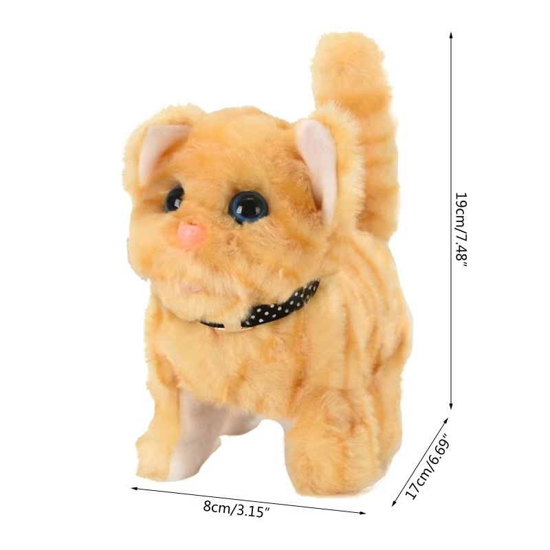 Electronic for Cat Toy Plush Robot for Cat Pet Walking Running Animal Shake Tail Cute Electric Toys For Children Birthda
