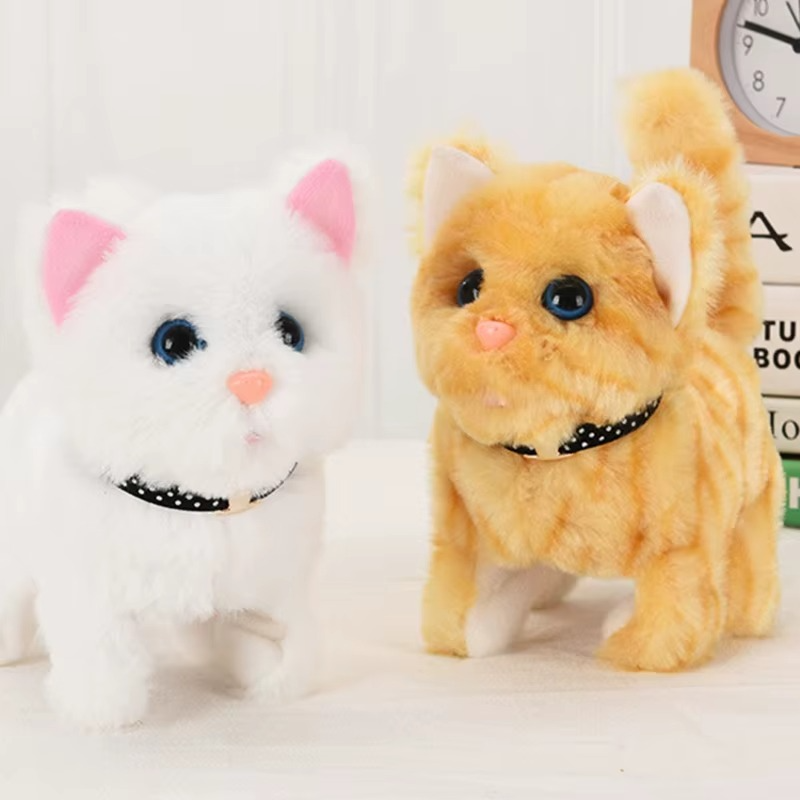 Electronic for Cat Toy Plush Robot for Cat Pet Walking Running Animal Shake Tail Cute Electric Toys For Children Birthda
