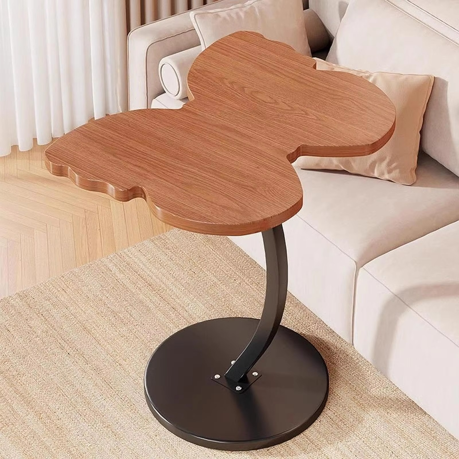 C Shaped End Table Butterfly Side Table Small Furniture Home Decoration with Stable Base for Bedroom Dorm Sofa
