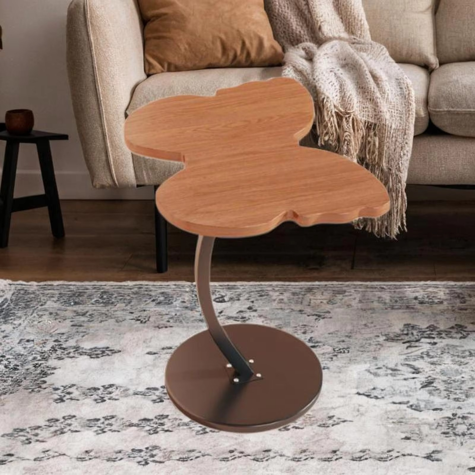 C Shaped End Table Butterfly Side Table Small Furniture Home Decoration with Stable Base for Bedroom Dorm Sofa
