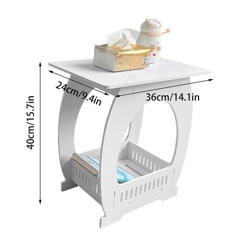 End Table White Nightstand Coffee End Table with Open Storage Elegant Bedside Table for Living Room Bedroom Office Decoration