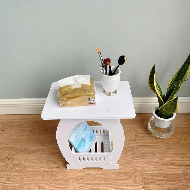 End Table White Nightstand Coffee End Table with Open Storage Elegant Bedside Table for Living Room Bedroom Office Decoration