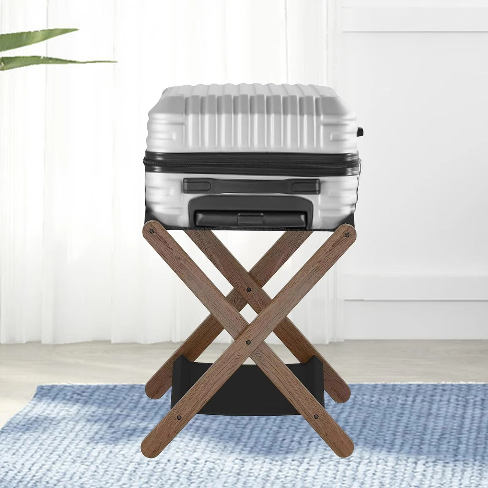 Foldable Luggage Rack Double Tier Organizer for Travel Hotel Guest Room