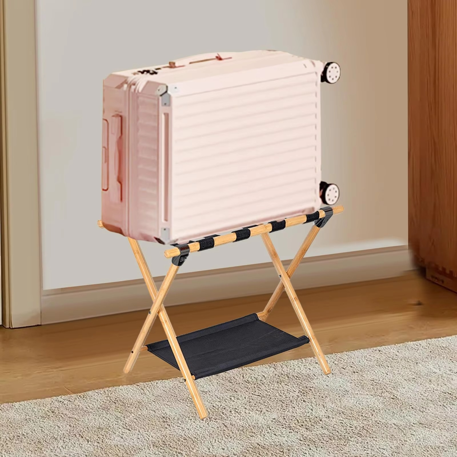 Luggage Rack Suitcase Stand 2 Layers Portable Luggage Support for Home Hotel