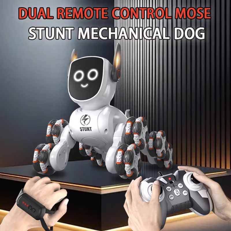 2025 New Eight-Wheel Kids Remote Control Robot Dog - Rechargeable Music And LED RC Model For Birthday Gifts For Children Aged 8+