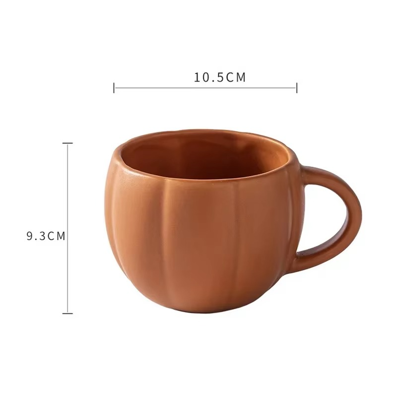 450ml Ceramic Pumpkin Cup Retro Creative Halloween Enamel Handle Cups