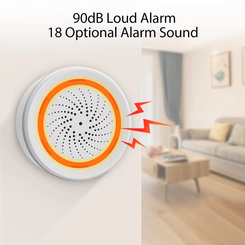 NEO Tuya Zigbee or Wifi USB Siren Alarm Sensor Sound Light Sensor Built-in 90DB Remote Control Home Security Protection Detector