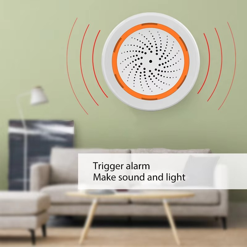 NEO Tuya Zigbee or Wifi USB Siren Alarm Sensor Sound Light Sensor Built-in 90DB Remote Control Home Security Protection Detector