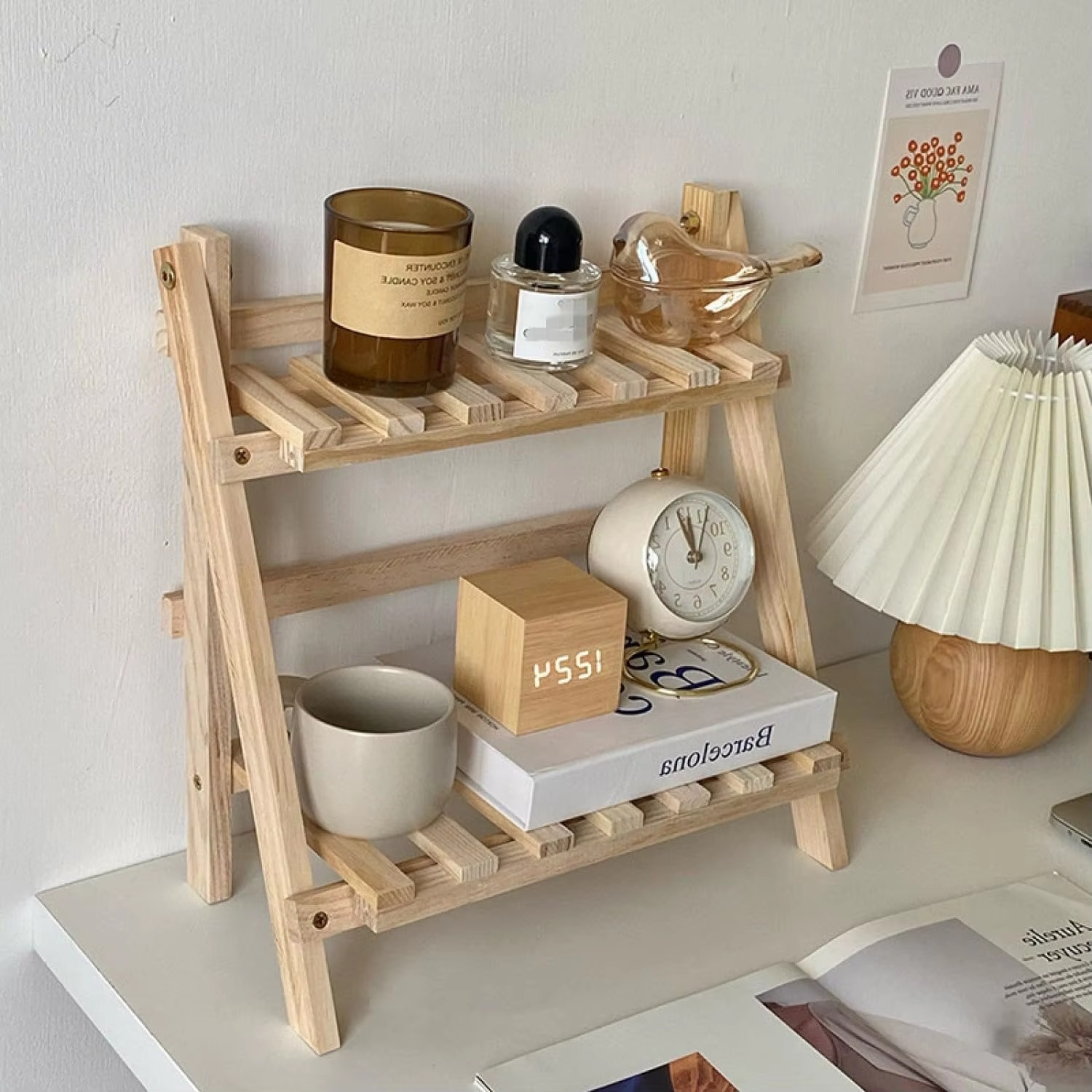 2 Tiers Plant Stand Bamboo Indoor Tabletop Bamboo Succulent for Window Sill Plant Shelf Rack Flower Pot Holder