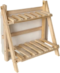 2 Tiers Plant Stand Bamboo Indoor Tabletop Bamboo Succulent for Window Sill Plant Shelf Rack Flower Pot Holder