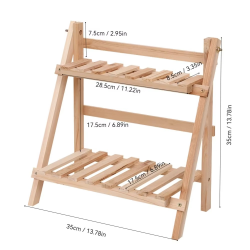 2 Tiers Plant Stand Bamboo Indoor Tabletop Bamboo Succulent for Window Sill Plant Shelf Rack Flower Pot Holder