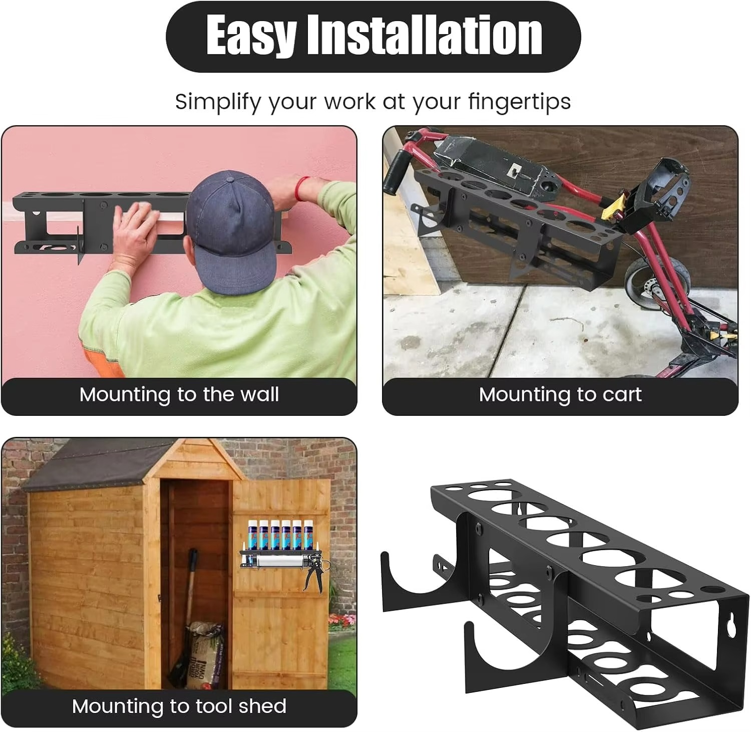 Caulking Tube Holder Caulking Gun Storage Rack Wall Mounted Sealant Organizer Holds 6 Tubes and Caulking Nozzle for Workshop