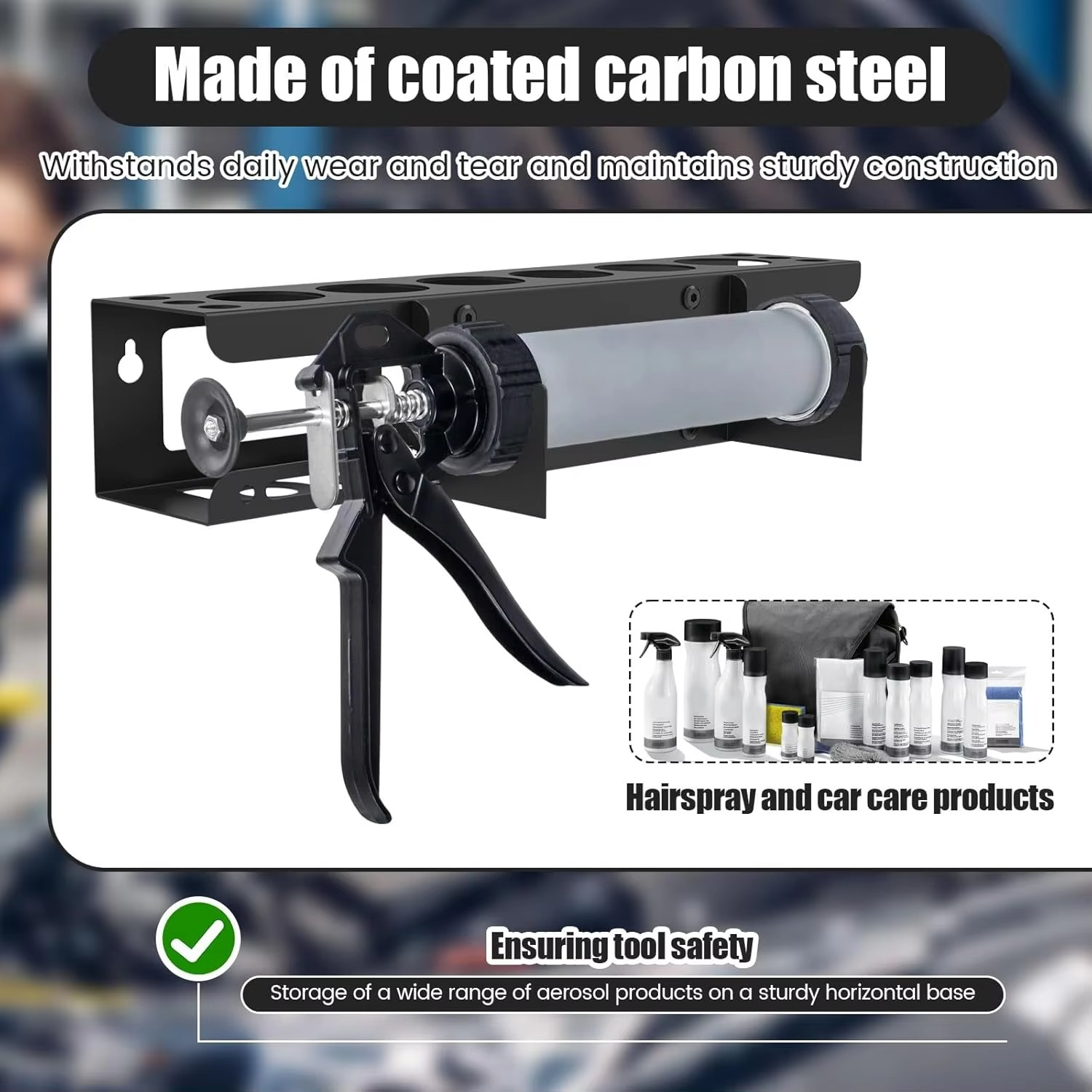 Caulking Tube Holder Caulking Gun Storage Rack Wall Mounted Sealant Organizer Holds 6 Tubes and Caulking Nozzle for Workshop