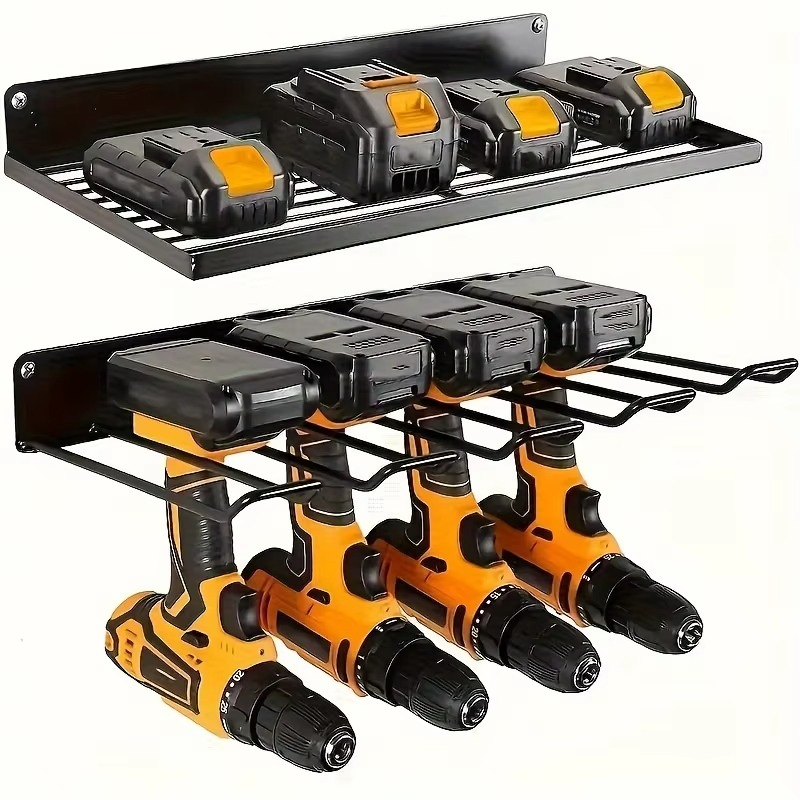 1pc Wall-mounted Utility Rack Power Tool Organizer Heavy Duty Metal Tool Shelf Drill Wall Mounted Storage Rack Tool Storage Orga