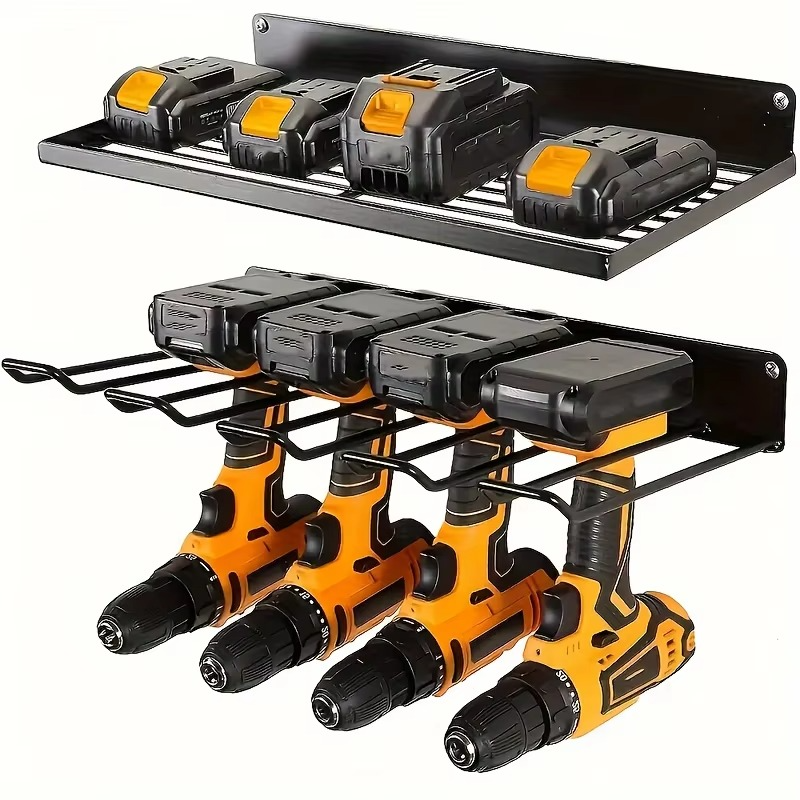 1pc Wall-mounted Utility Rack Power Tool Organizer Heavy Duty Metal Tool Shelf Drill Wall Mounted Storage Rack Tool Storage Orga