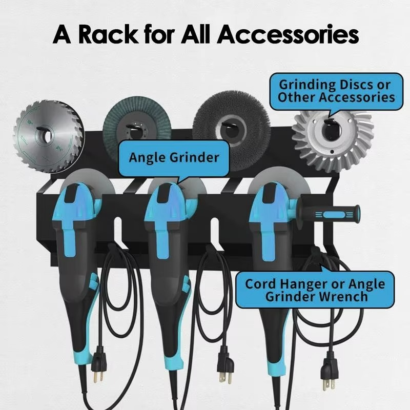 Angle Grinder Holder Wall Mount Steel Angle Grinder Stand Power Tool Organizer Rack for Angle Grinder Cutters Polishers