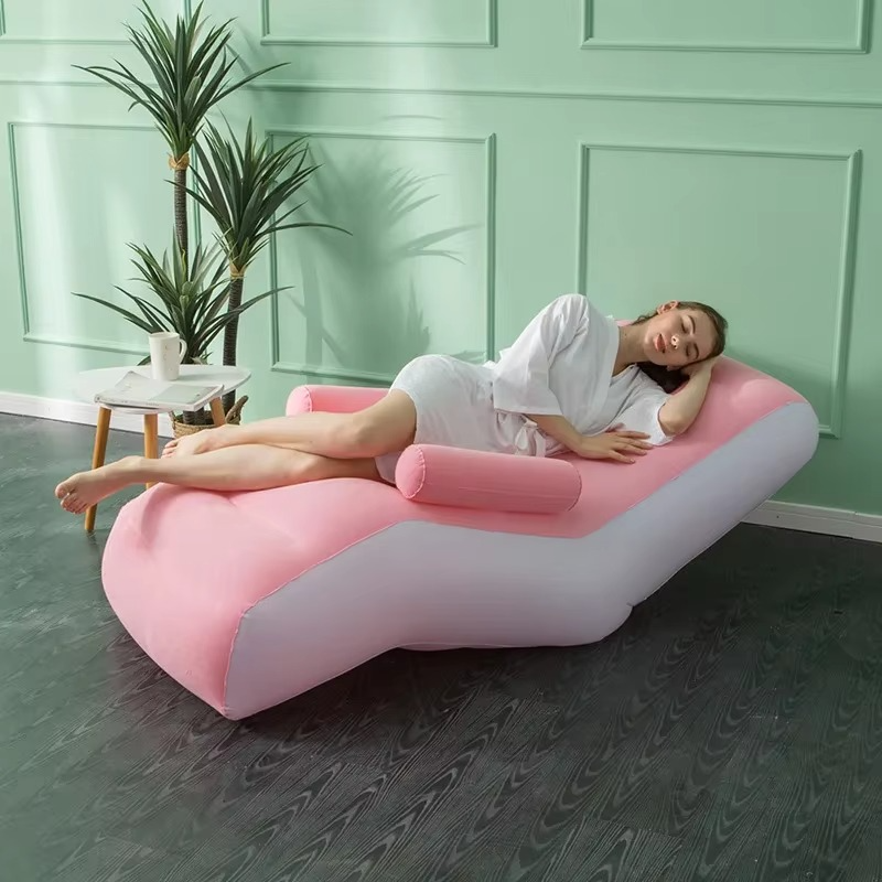 1Pc Inflatable Lazy Sofa Home Leisure Fashion Comfortable Inflatable Air Sleeping Bed Indoor Collapsible Bed Leisure Sofa