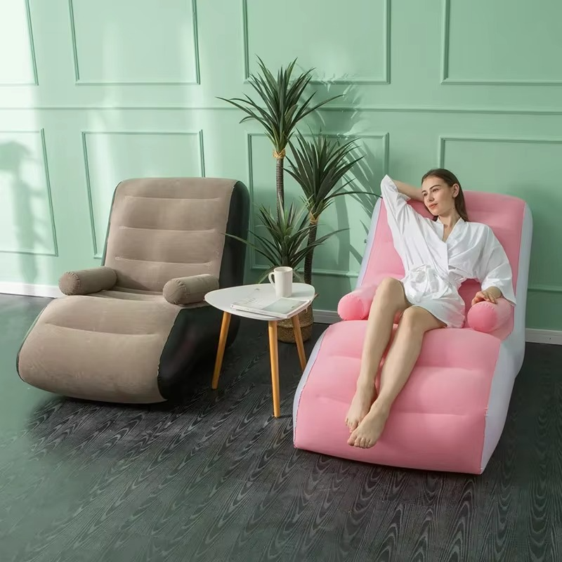 1Pc Inflatable Lazy Sofa Home Leisure Fashion Comfortable Inflatable Air Sleeping Bed Indoor Collapsible Bed Leisure Sofa