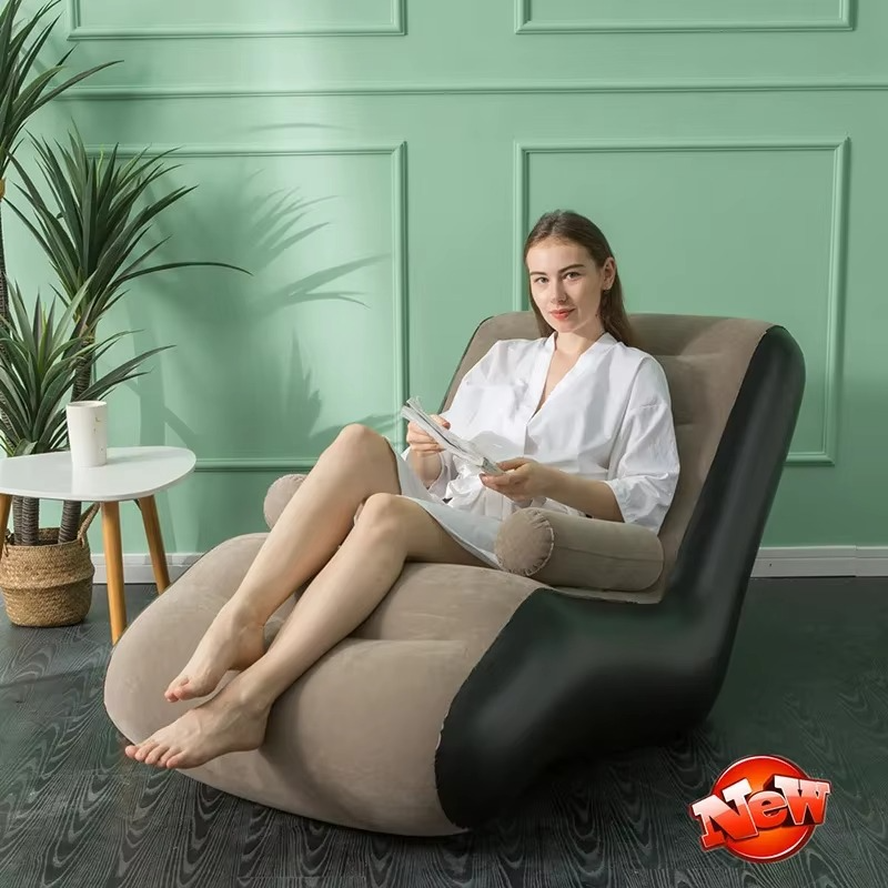 1Pc Inflatable Lazy Sofa Home Leisure Fashion Comfortable Inflatable Air Sleeping Bed Indoor Collapsible Bed Leisure Sofa