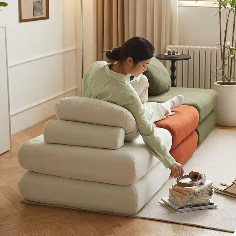 Tofu Block Lazy Sofa Single Person Detachable And Washable Sofa Home Furniture Living Room Sofa Bed Dual-useTatamiMinimalistSofa
