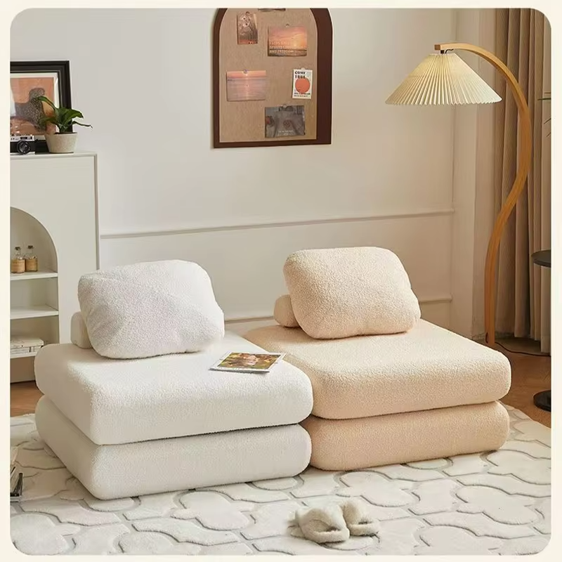 Tofu Block Lazy Sofa Single Person Detachable And Washable Sofa Home Furniture Living Room Sofa Bed Dual-useTatamiMinimalistSofa