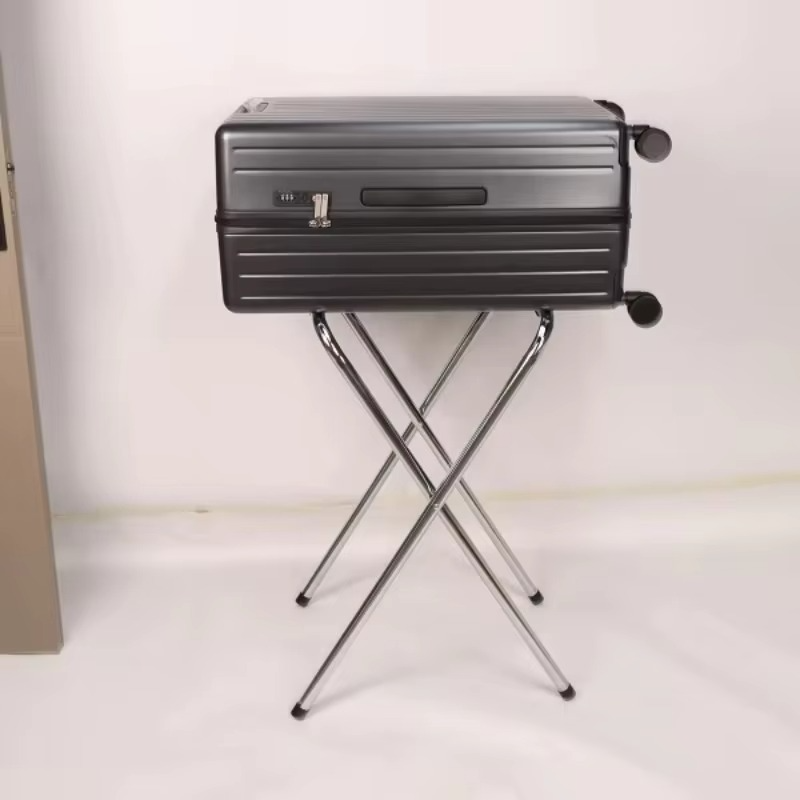 Hotel Room Luggage Holder Easy Storage Suitcase Metal Stand Steel Chrome Foldable Luggage Rack