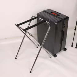 Hotel Room Luggage Holder Easy Storage Suitcase Metal Stand Steel Chrome Foldable Luggage Rack