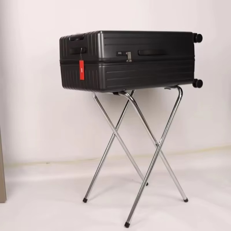 Hotel Room Luggage Holder Easy Storage Suitcase Metal Stand Steel Chrome Foldable Luggage Rack