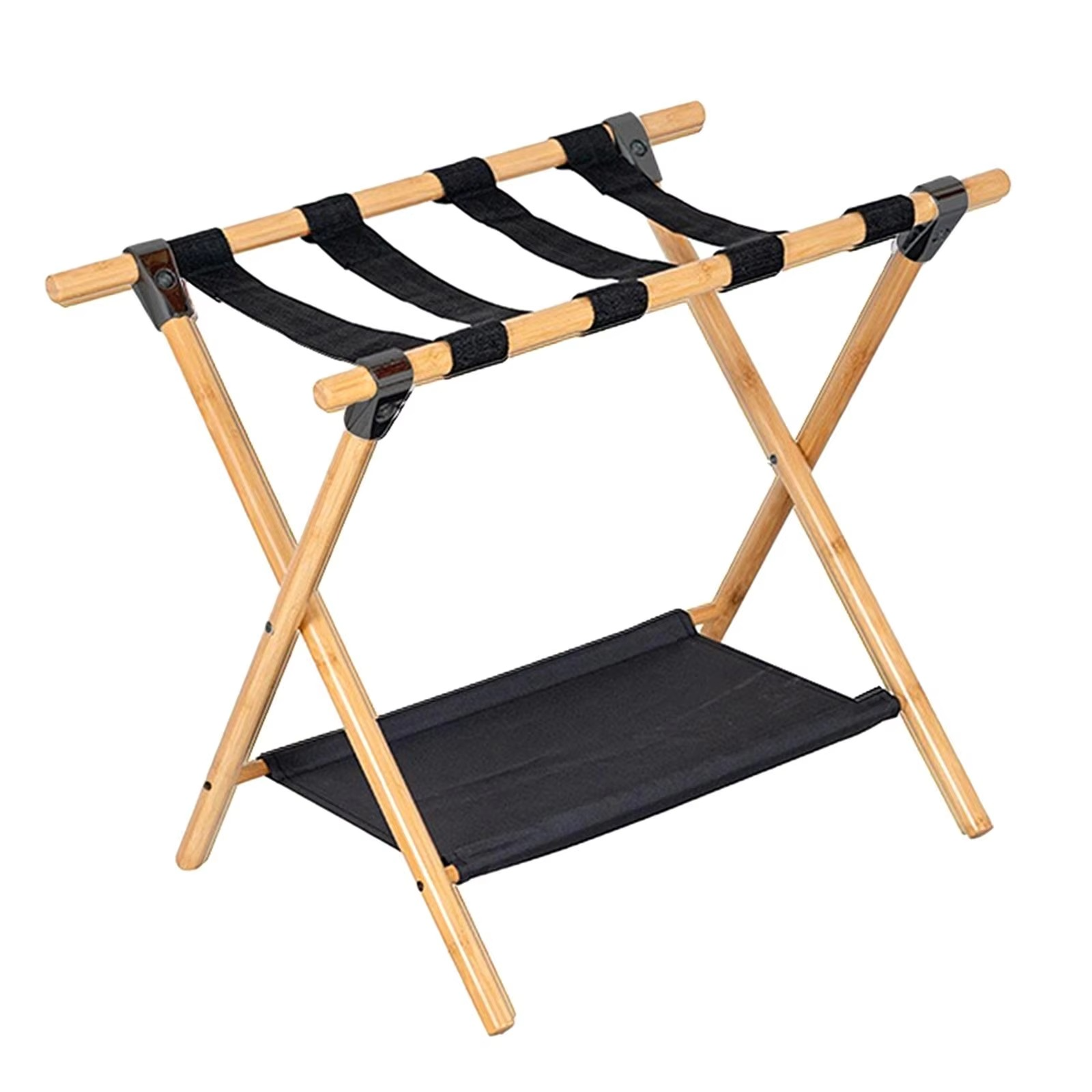 Foldable Luggage Rack Suitcase Stand Heavy Duty for Hotel Travel Two Tier Shelf Luggage Holder Organizer Travel Bag Holder