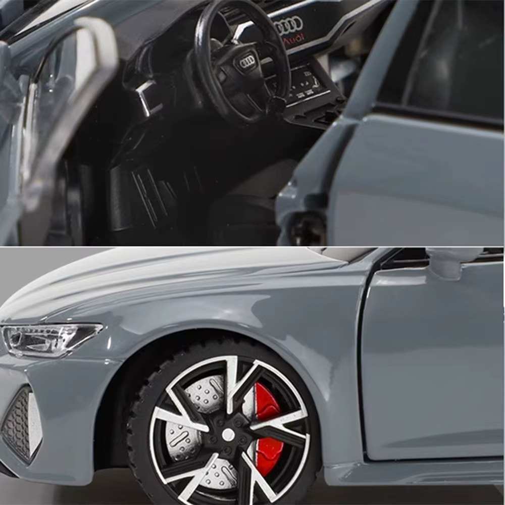 1:32 RS6 Toy Car Model With Sound And Light Doors Opened Alloy Diecast Model Vehicle Collection Toy for Boy Adult Festival Gif