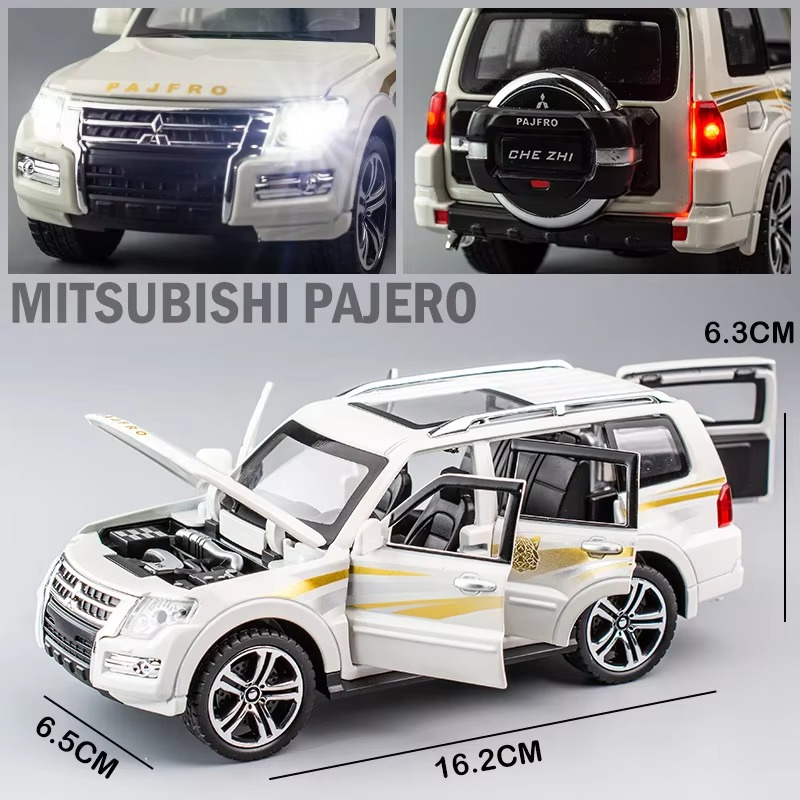 1:32 Mitsubishi Pajero Suv Alloy Model Car Metal Diecast Vehicle Toy Model Collection Simulation Sound Light Toy For Kids Gifts