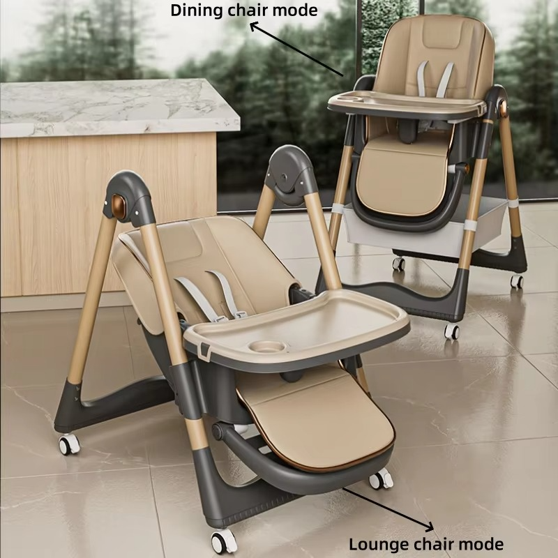 Baby Dining Chair Foldable Home Portable Baby High Chair Multifunctional Children's Growth Chair Lounge Chair Adjustable Height
