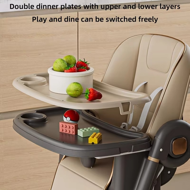 Baby Dining Chair Foldable Home Portable Baby High Chair Multifunctional Children's Growth Chair Lounge Chair Adjustable Height