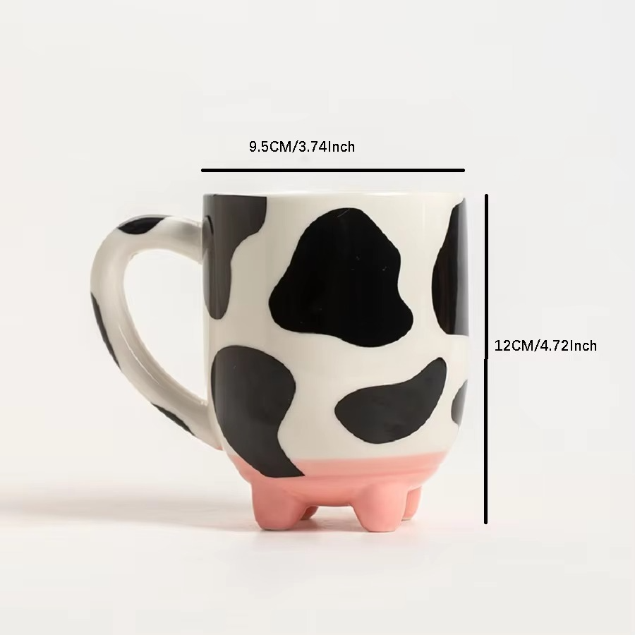 1pc 500ml/17oz Funny Cow Print Coffee Mug, Ceramic Coffee Cup