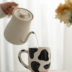 1pc 500ml/17oz Funny Cow Print Coffee Mug, Ceramic Coffee Cup