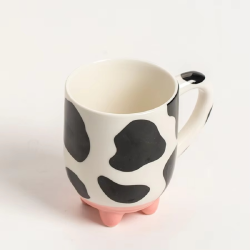 1pc 500ml/17oz Funny Cow Print Coffee Mug, Ceramic Coffee Cup
