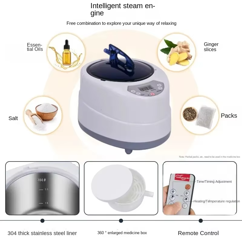 Portable Steam Sauna Beneficial Skin 2.0L Steamer Pot 1000W Slimming Bath SPA Strong Stainless Steel Bracket Sauna Room