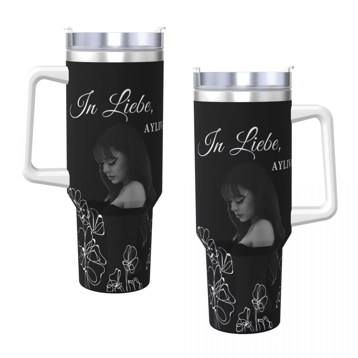 Stainless Steel Tumbler Ayliva In Liebe Flower Thermal Mug Keep Heat Hot Drinks Mugs Cup Beach Custom DIY Water Bottle