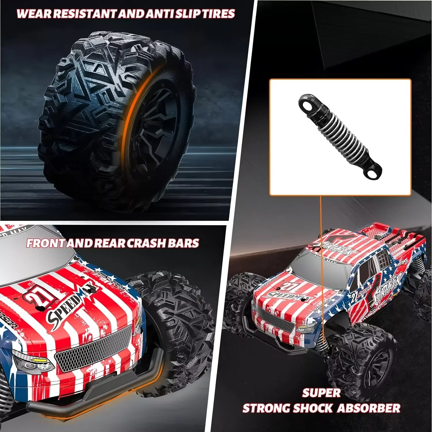 1:20 scale remote control truck, dual battery life, 2.4Ghz high-speed remote control car, four-wheel independent suspension