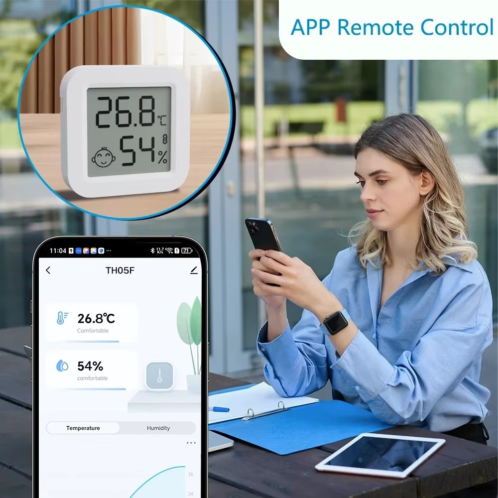 Tuya Smart Home Temperature Humidity Wireless Sensor Mini LCD Diaplay Bluetooth-Compatible APP Remote Control Support Alexa