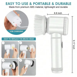 2025 Electric Spin Scrubber Cordless Spin Scrubber with 5 Replaceable Brush Heads and Adjustable Extension Handle